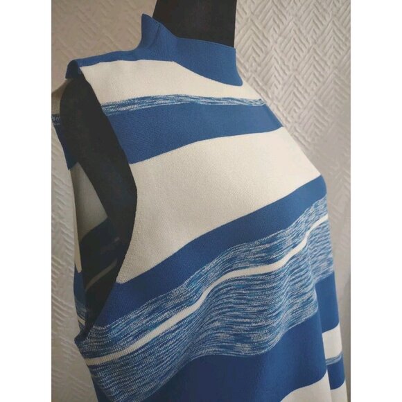 New Nine West Size XL Pullover Sleeveless Blue White Mock Turtle Neck Top - Picture 6 of 12